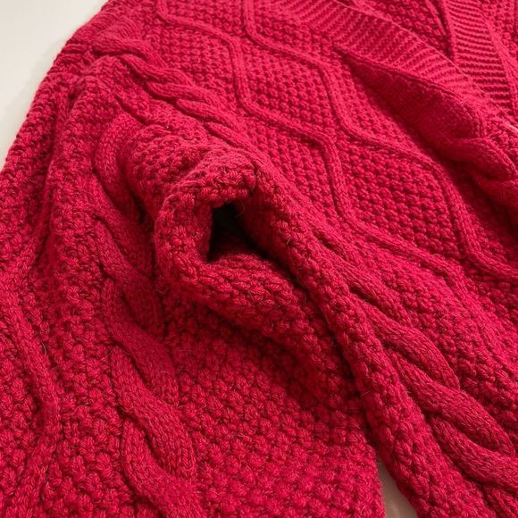 Aymara Mushua Cable Knit Cardigan Sweater Wool Stretch Red S/38 - Picture 4 of 8